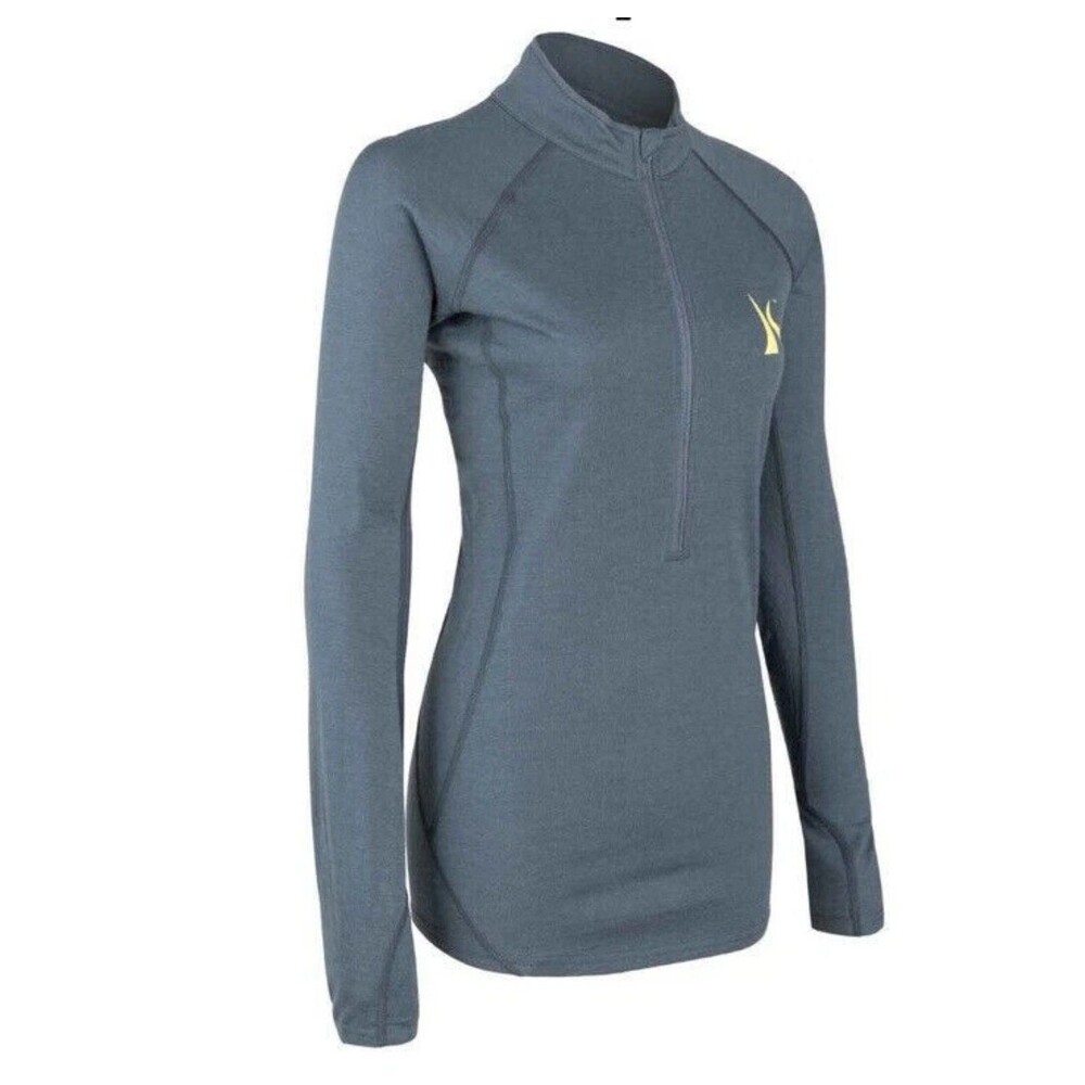 Killik Shirt Gray Green 100% Merino Wool 1/2 Zip Long Sleeve Base Layer Small